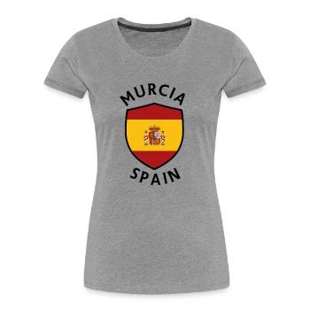 Murcia-Schild unter spanischer Flagge - Frauen Premium Bio T-Shirt - Grau meliert - Vorne - Mia (176cm)