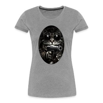 Cat gangster with sunglasses - Women's Premium Organic T-Shirt - heather grey - Front - Mia (176cm)