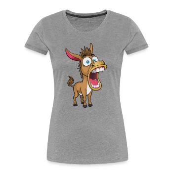 Wilder Esel mit Riesenschlund - Frauen Premium Bio T-Shirt - Grau meliert - Vorne - Mia (176cm)