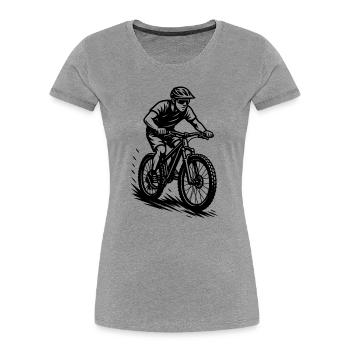 Illustrations de VTT pour votre tenue - T-shirt bio Premium Femme - gris chiné - Devant - Mia (176cm)