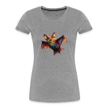 Rainbow Bat Night Creature - Women's Premium Organic T-Shirt - heather grey - Front - Mia (176cm)