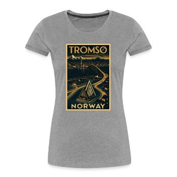 Tromsø Norwegen – Retro Reiseposter Art Deco - Frauen Premium Bio T-Shirt - Grau meliert - Vorne - Mia (176cm)