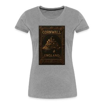 Cornwall England – Steampunk Travel Poster - Women's Premium Organic T-Shirt - heather grey - Front - Mia (176cm)