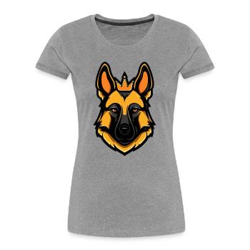 German Shepherd Dog Crown - Women's Premium Organic T-Shirt - heather grey - Front - Mia (176cm)