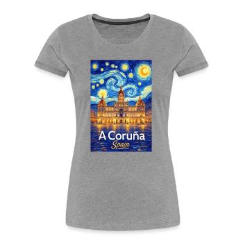 À La Corogne, Espagne - T-shirt bio Premium Femme - gris chiné - Devant - Mia (176cm)