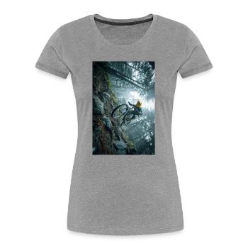 Winterwald-MTB-Quest - Frauen Premium Bio T-Shirt - Grau meliert - Vorne - Mia (176cm)