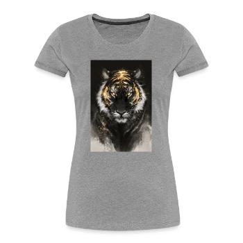 Golden Ember Tiger - Women's Premium Organic T-Shirt - heather grey - Front - Mia (176cm)
