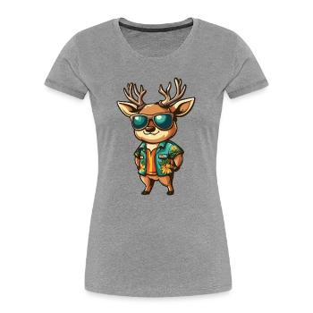 Vacances de bandes dessinées sur les cerfs - T-shirt bio Premium Femme - gris chiné - Devant - Mia (176cm)
