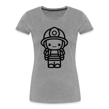 Feuerwehrmann - Frauen Premium Bio T-Shirt - Grau meliert - Vorne - Mia (176cm)