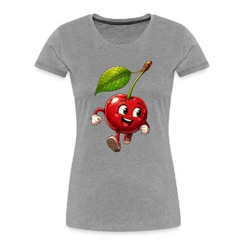 Funny Cherry - Women's Premium Organic T-Shirt - heather grey - Front - Mia (176cm)