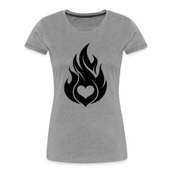Cœur de Feu abstrait - T-shirt bio Premium Femme - gris chiné - Devant - Mia (176cm)