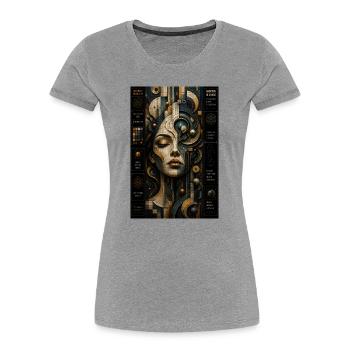 Geometric face in steampunk mosaic - Women's Premium Organic T-Shirt - heather grey - Front - Mia (176cm)