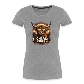 Ambiances des Highlands en sépia - T-shirt bio Premium Femme - gris chiné - Devant - Mia (176cm)