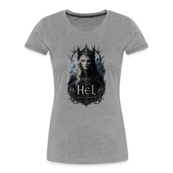 Zwischen Leben und Tod  - Frauen Premium Bio T-Shirt - Grau meliert - Vorne - Mia (176cm)