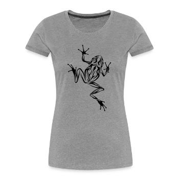 Frosch Tribal-Style - Frauen Premium Bio T-Shirt - Grau meliert - Vorne - Mia (176cm)