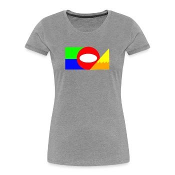 Neon Geometrie Farbblock Komposition - Frauen Premium Bio T-Shirt - Grau meliert - Vorne - Mia (176cm)