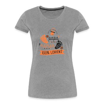 Naissance supporter football Lorient bretagne - T-shirt bio Premium Femme - gris chiné - Devant - Mia (176cm)