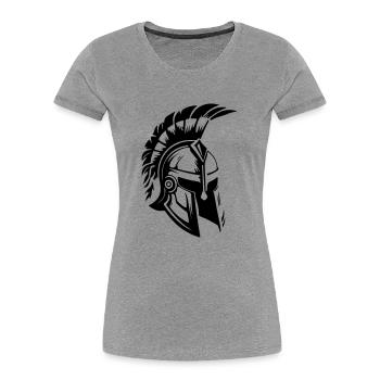 Spartaner Helm Gladiator Sparta - Frauen Premium Bio T-Shirt - Grau meliert - Vorne - Mia (176cm)