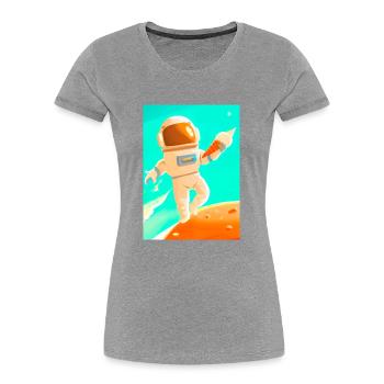 Astronaut mit Eiscreme - Frauen Premium Bio T-Shirt - Grau meliert - Vorne - Mia (176cm)