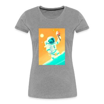 Astronaut mit Eiscreme - Frauen Premium Bio T-Shirt - Grau meliert - Vorne - Mia (176cm)