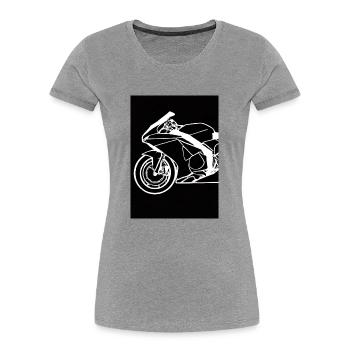 Umriss Motorrad - Frauen Premium Bio T-Shirt - Grau meliert - Vorne - Mia (176cm)