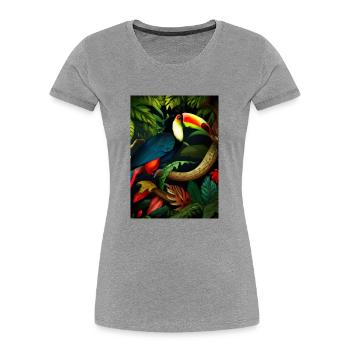 Dschungel-Tukan - Frauen Premium Bio T-Shirt - Grau meliert - Vorne - Mia (176cm)