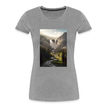 Wasserfall in der Natur - Frauen Premium Bio T-Shirt - Grau meliert - Vorne - Mia (176cm)