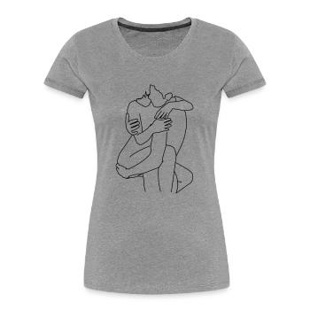 Pair 2 - Women's Premium Organic T-Shirt - heather grey - Front - Mia (176cm)
