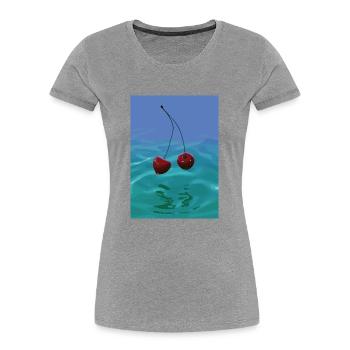 Zwei Kirschen - Frauen Premium Bio T-Shirt - Grau meliert - Vorne - Mia (176cm)