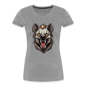 Hyène / Afrique / Safrai / Zoo / Wildis / Animal - T-shirt bio Premium Femme - gris chiné - Devant - Mia (176cm)