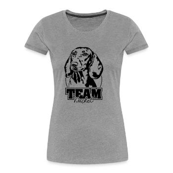 TEAM Teckel Chien Chiens Wilsigns - T-shirt bio Premium Femme - gris chiné - Devant - Mia (176cm)