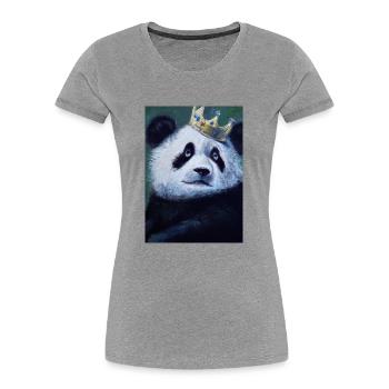 Panda with Crown Oil Painting - Women's Premium Organic T-Shirt - heather grey - Front - Mia (176cm)