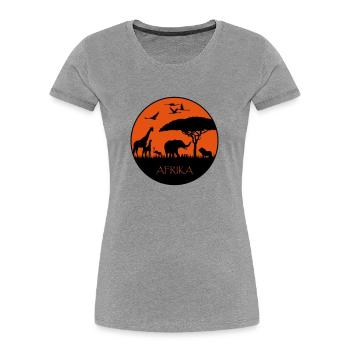 Afrika - Sonnenuntergang - Frauen Premium Bio T-Shirt - Grau meliert - Vorne - Mia (176cm)