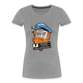 Malthead 🥃 Warning Schottenkopf - Frauen Premium Bio T-Shirt - Grau meliert - Vorne - Mia (176cm)