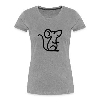 Maus träumt - Line - Frauen Premium Bio T-Shirt - Grau meliert - Vorne - Mia (176cm)