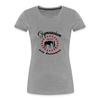 Tschüss Grundschule, Grundschulabschluss - Frauen Premium Bio T-Shirt - Grau meliert - Vorne - Mia (176cm)