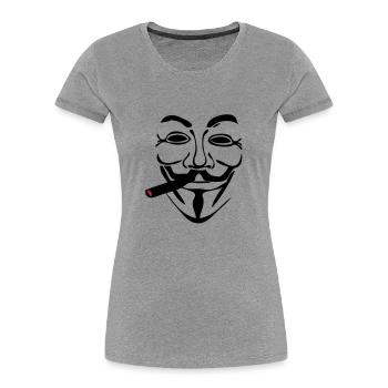anonymen Maske Maske cigare1 - Frauen Premium Bio T-Shirt - Grau meliert - Vorne - Mia (176cm)