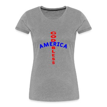 Croix Chrétienne T-Shirt. - T-shirt bio Premium Femme - gris chiné - Devant - Mia (176cm)