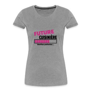 future cuisinière - T-shirt bio Premium Femme - gris chiné - Devant - Mia (176cm)