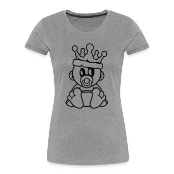 couronne de bébé grossesse - T-shirt bio Premium Femme - gris chiné - Devant - Mia (176cm)