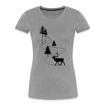 Skandinavien Straße Rentier - Frauen Premium Bio T-Shirt - Grau meliert - Vorne - Mia (176cm)