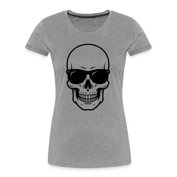 Cool Badass Skull with Sunglasses - Women's Premium Organic T-Shirt - heather grey - Front - Mia (176cm)