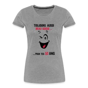 50 years still handsome for age ks - Women's Premium Organic T-Shirt - heather grey - Front - Mia (176cm)