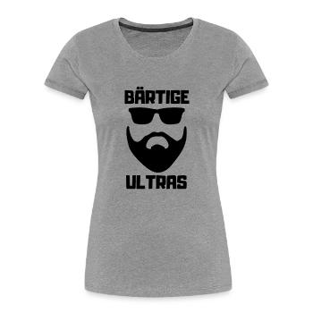 Bärtige Ultras mit Sonnenbrille Gesicht - Frauen Premium Bio T-Shirt - Grau meliert - Vorne - Mia (176cm)
