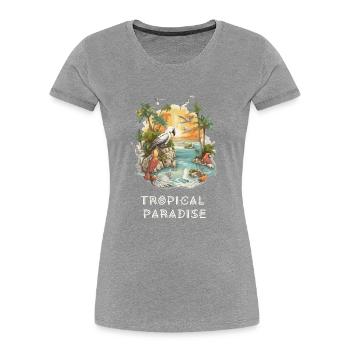 Tropisches Paradies - Frauen Premium Bio T-Shirt - Grau meliert - Vorne - Mia (176cm)