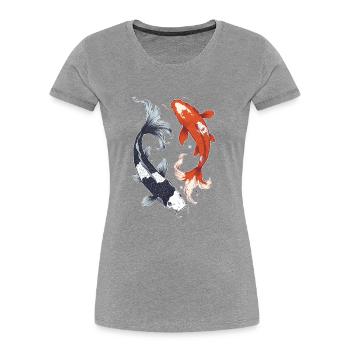 Koi Karpfen - Frauen Premium Bio T-Shirt - Grau meliert - Vorne - Mia (176cm)