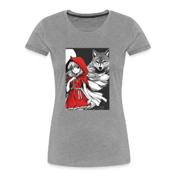 Chaperon rouge - T-shirt bio Premium Femme - gris chiné - Devant - Mia (176cm)