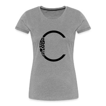Buchstabe C - Frauen Premium Bio T-Shirt - Grau meliert - Vorne - Mia (176cm)