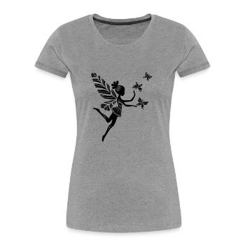 Elfe, Fee, Schmetterlinge, Flügel, Magie - Frauen Premium Bio T-Shirt - Grau meliert - Vorne - Mia (176cm)
