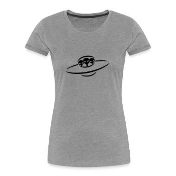 3 Aliens Ufo Raumschiff - Frauen Premium Bio T-Shirt - Grau meliert - Vorne - Mia (176cm)